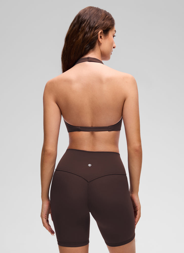 CRZ YOGA Women's Butterluxe Yoga V Neck Crop Double Lined Sports Bra Green Palm Court