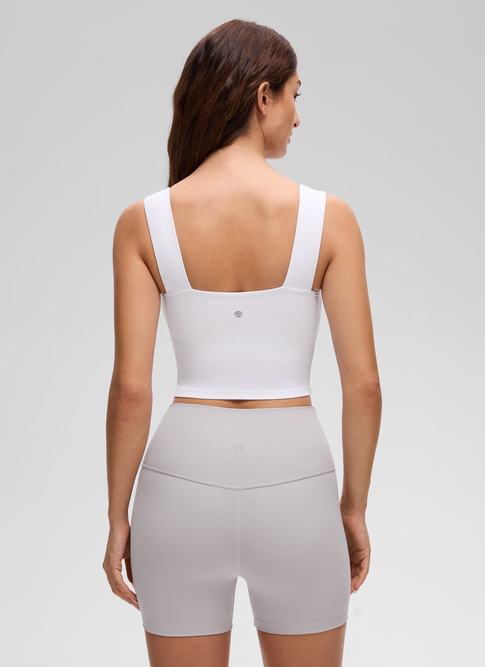 CRZ YOGA Women's Butterluxe Square Neck Crop Built in Bra Tank White