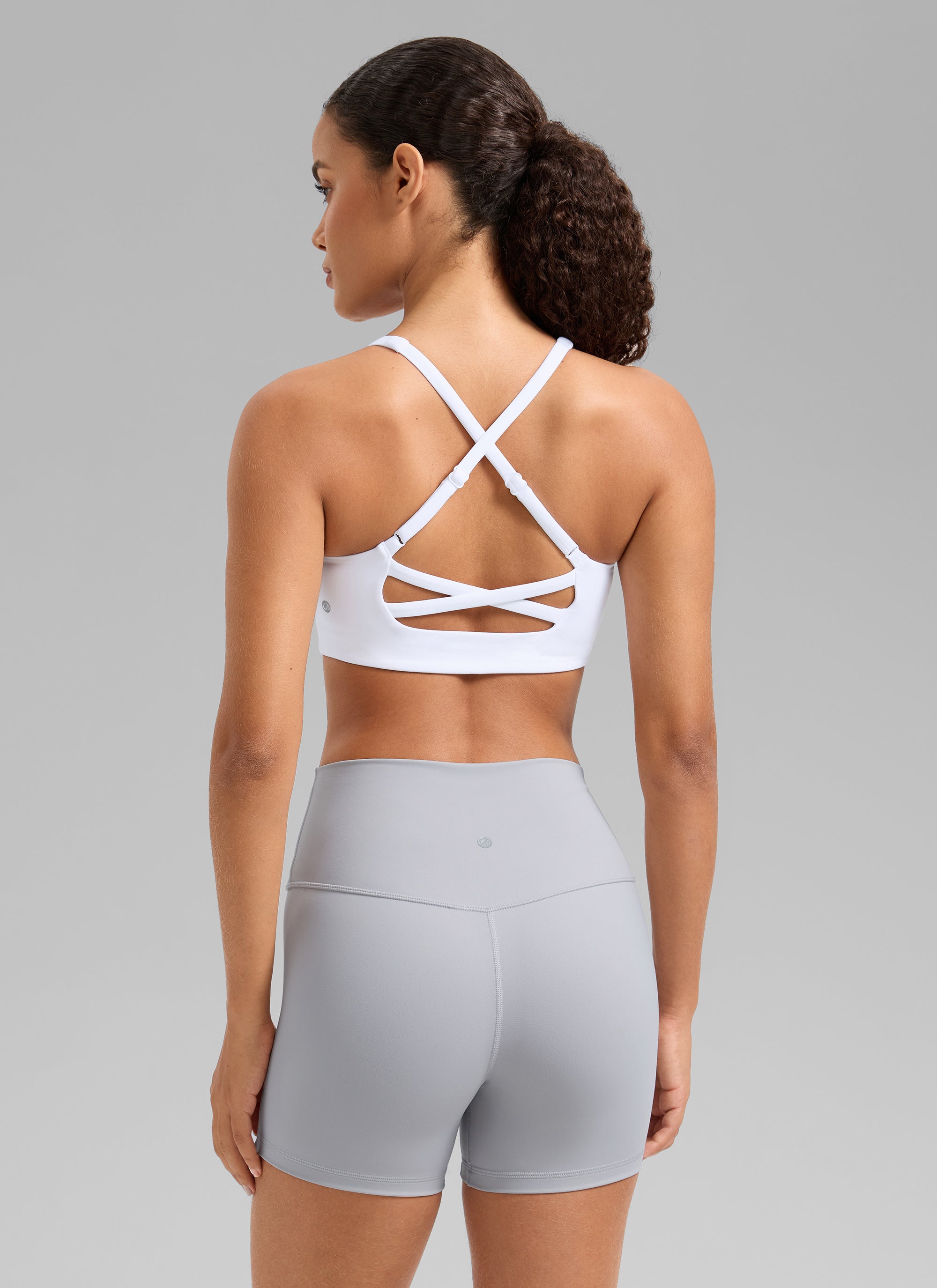 CRZ YOGA Women's Butterlift Workout Cross Back Built in Bra Sports Bra White