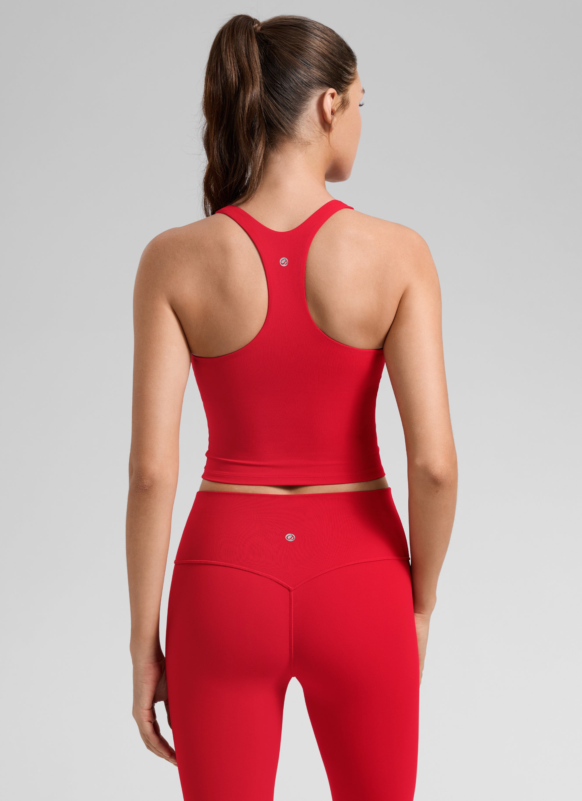 CRZ YOGA Women's Butterlift Workout RacerBack Crop Shelf Bra Tank Aurora Red