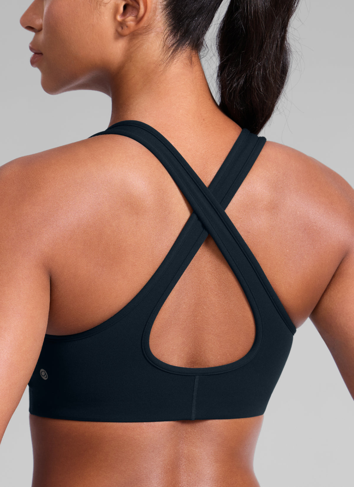 CRZ YOGA Women's Butterlift® Workout Deep V Neck Cross Back Sports Bra True Navy