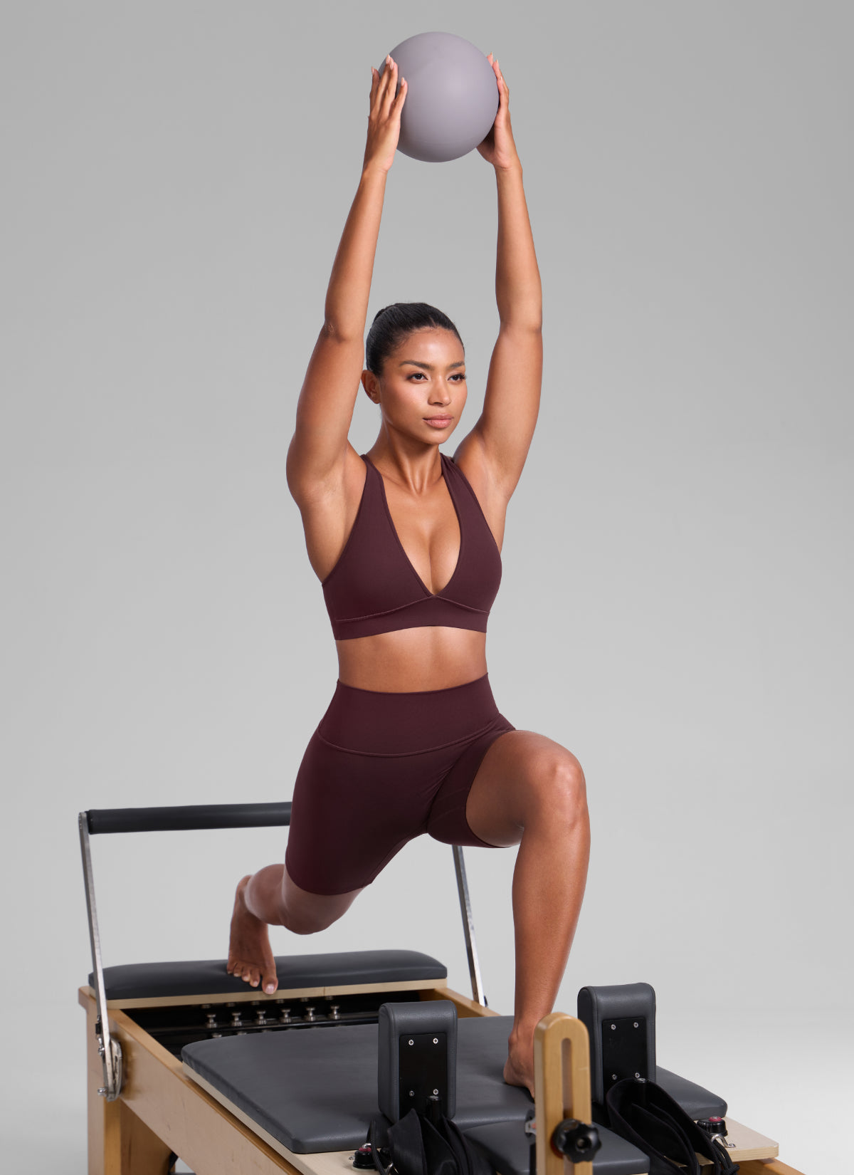 CRZ YOGA Women's Butterlift® Workout Deep V Neck Cross Back Sports Bra Ripe Plum