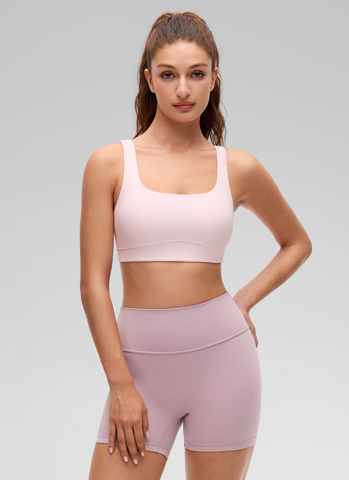 CRZ YOGA Women's Butterluxe Yoga U Back Sports Bra Light Support Strawberry Pink