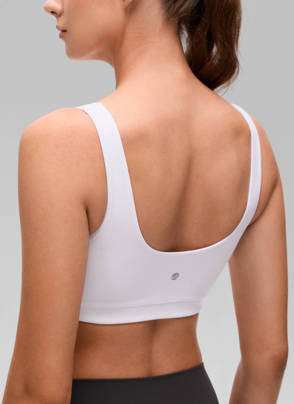 CRZ YOGA Women's Butterluxe Yoga U Back Sports Bra Light Support White @model_info:Gelya