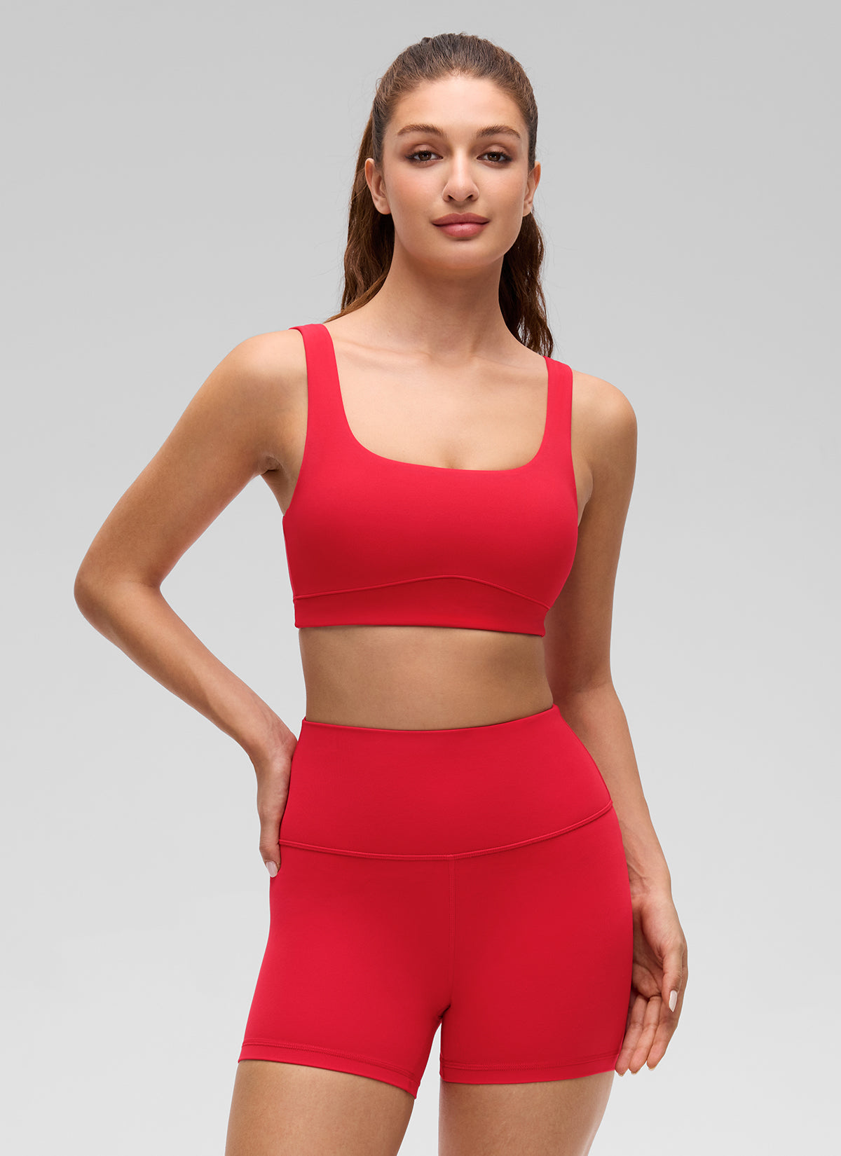 CRZ YOGA Women's Butterluxe Yoga U Back Sports Bra Light Support Aurora Red