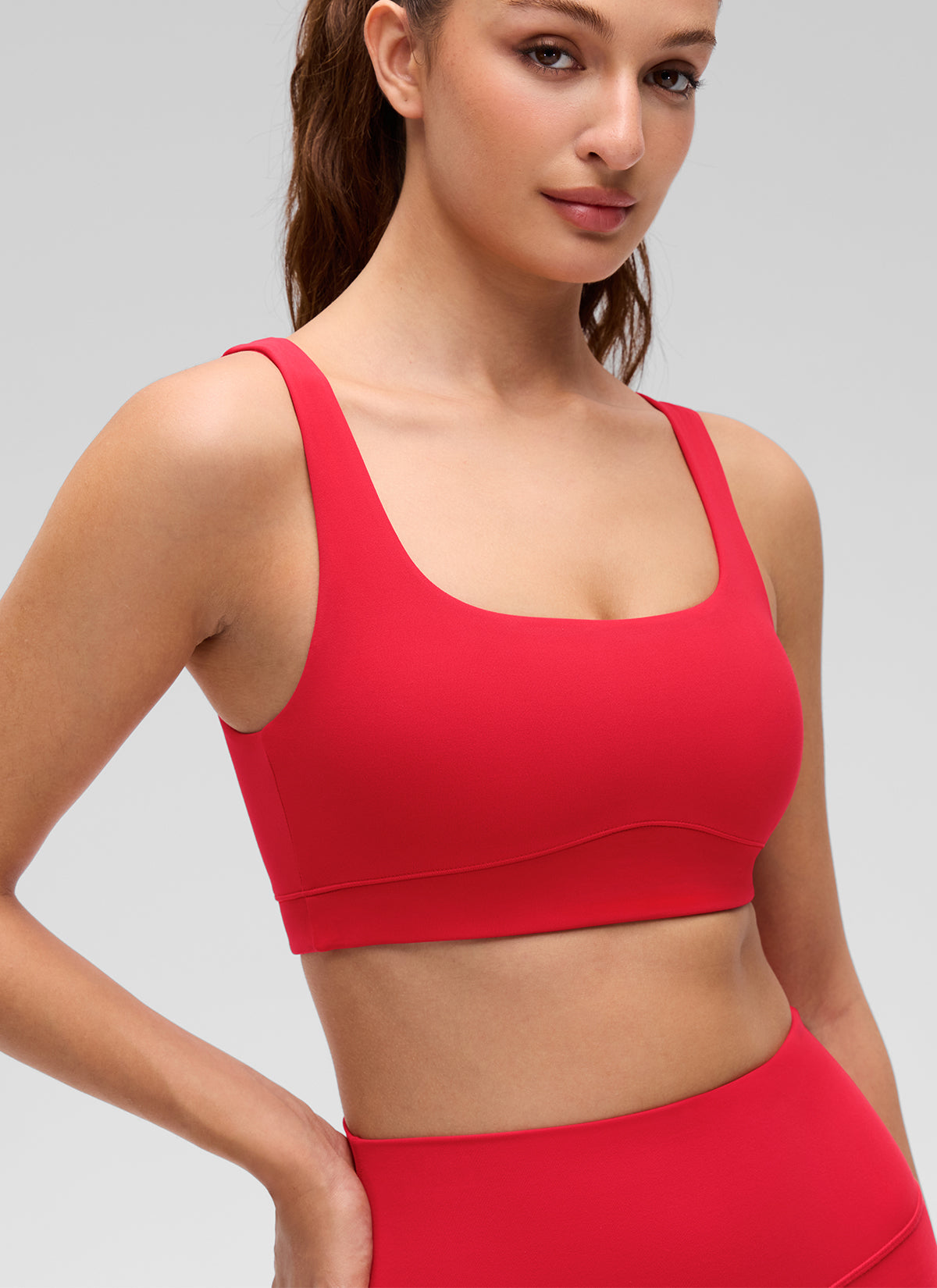 CRZ YOGA Women's Butterluxe Yoga U Back Sports Bra Light Support Aurora Red