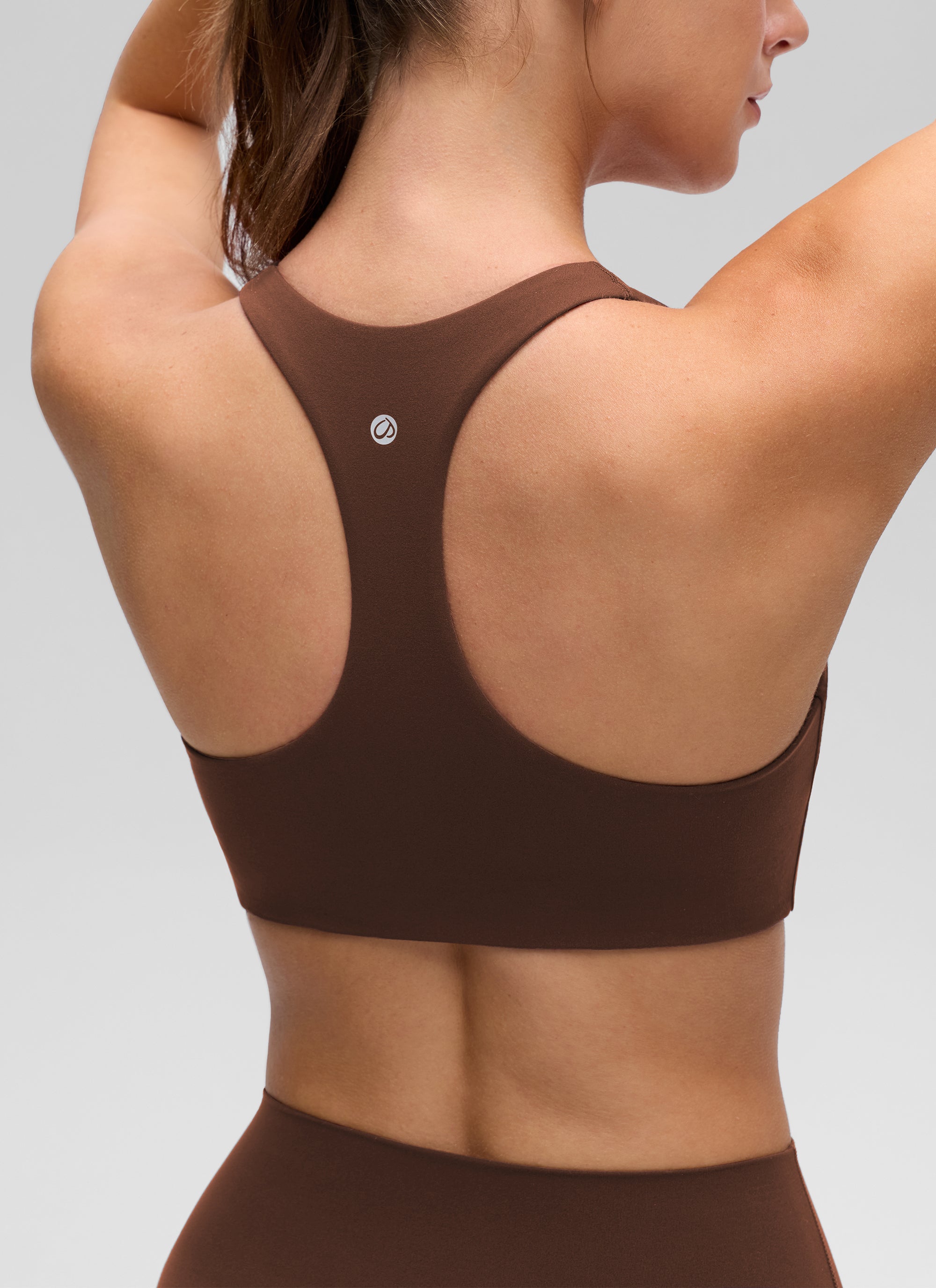 CRZ YOGA Women's Butterluxe Yoga V Neck RacerBack Build in Sports Bra Lava Brown