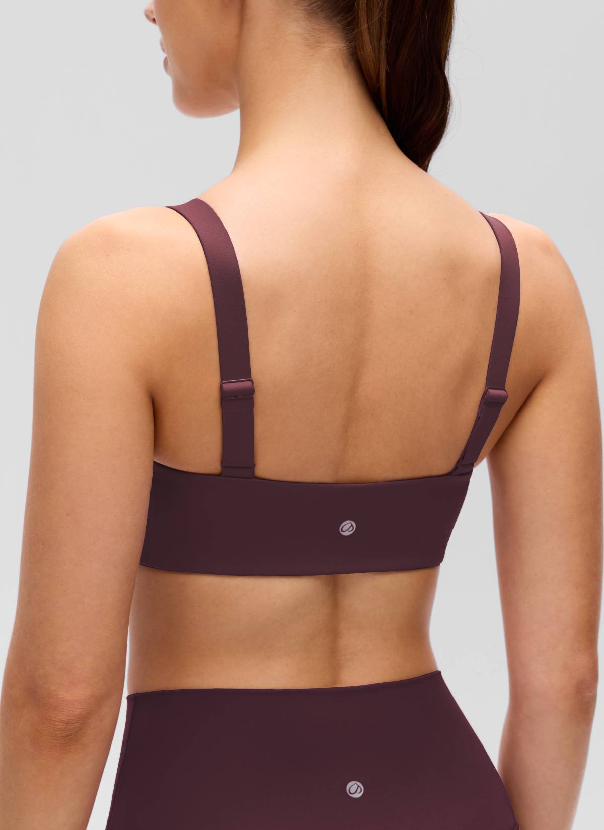 CRZ YOGA Women's Butterluxe Yoga U Neck Square Back Sports Bra Ripe Plum @model_info:Lary