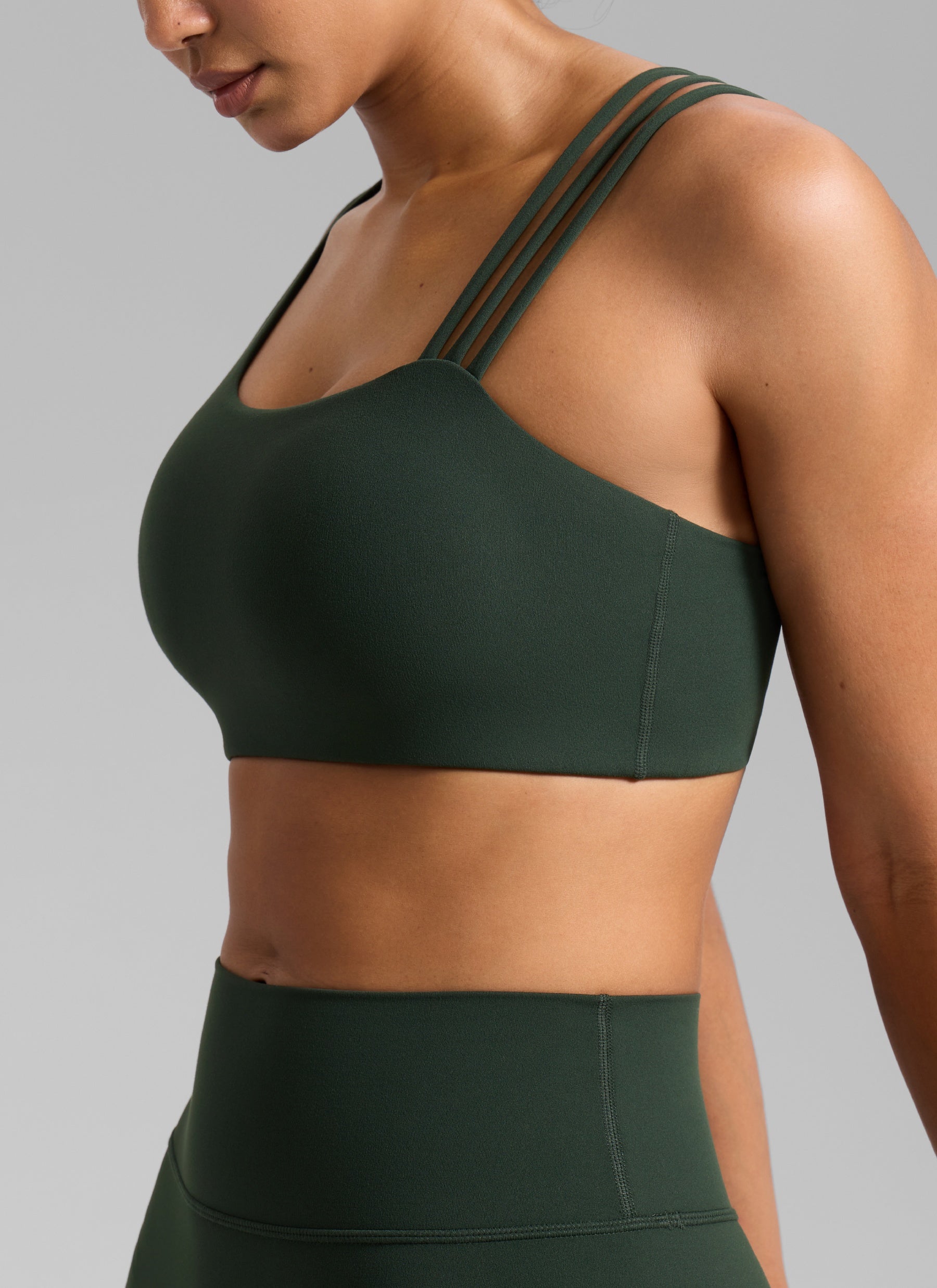 Women's Butterlift® Yoga Asymmetric Straps Sports Bra Medium Support Legend Green