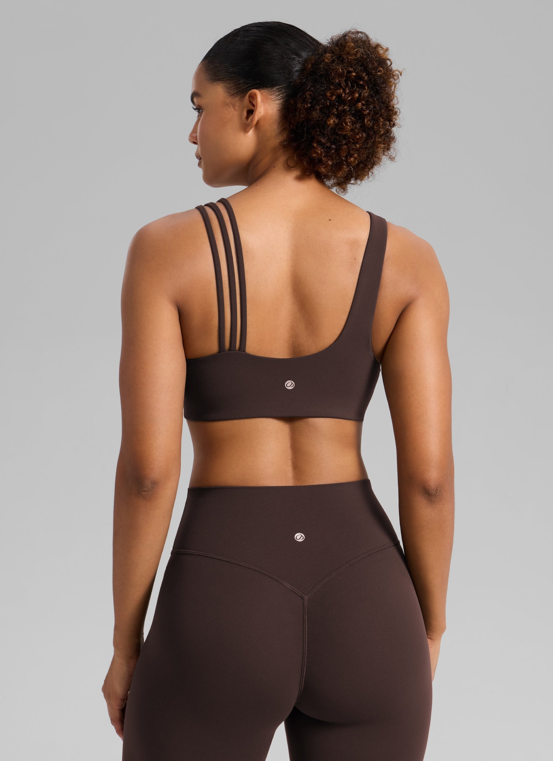 Women's Butterlift® Yoga Asymmetric Straps Sports Bra Medium Support Hot Fudge Brown