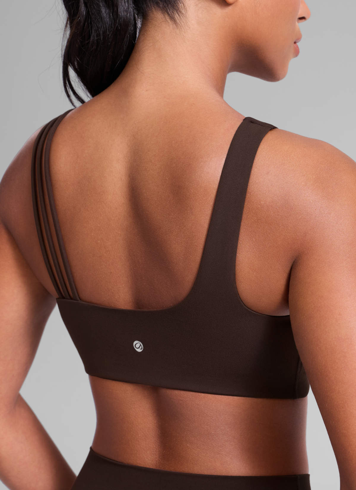 Women's Butterlift® Yoga Asymmetric Straps Sports Bra Medium Support Hot Fudge Brown