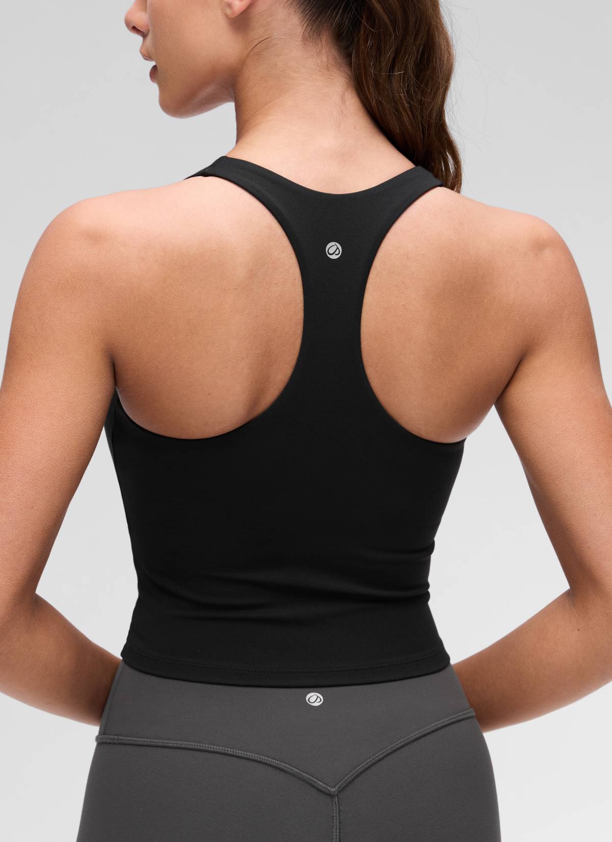 CRZ YOGA Women's Butterluxe Yoga V Neck RacerBack Built in Bra Tank Black