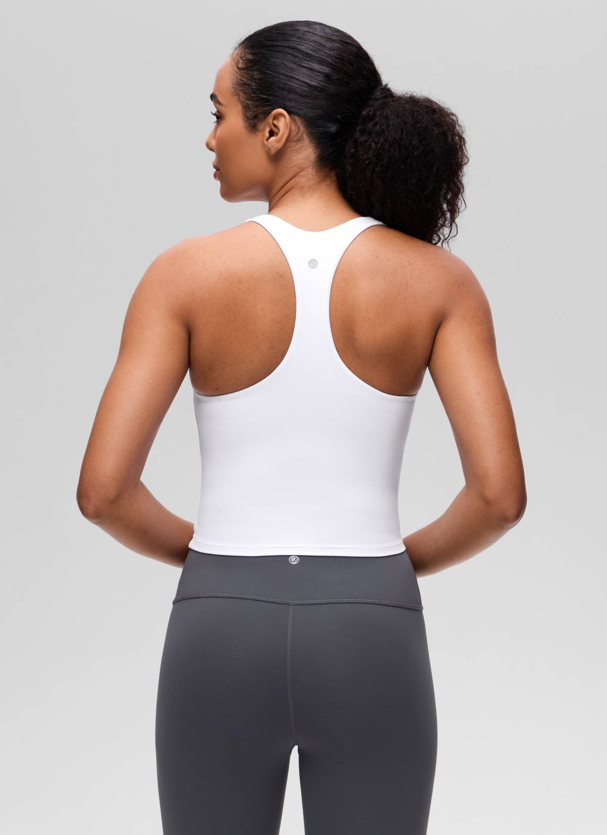 CRZ YOGA Women's Butterluxe Yoga V Neck RacerBack Built in Bra Tank White