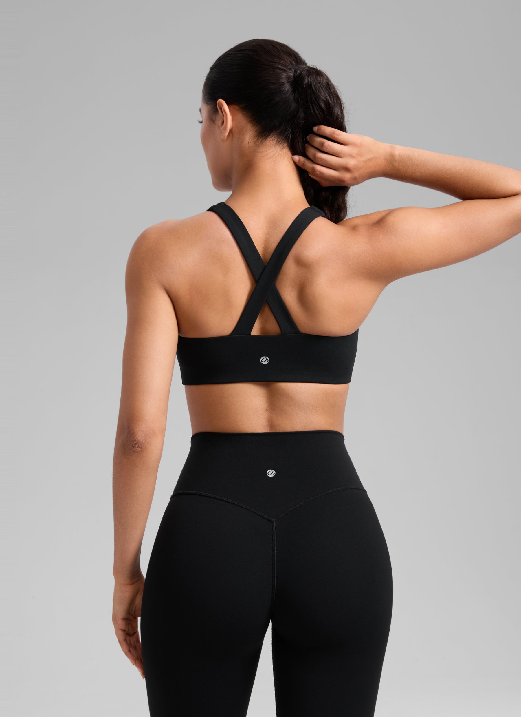 CRZ YOGA Women's SculptAir Training Criss Cross Back Straps Sports Bra Black