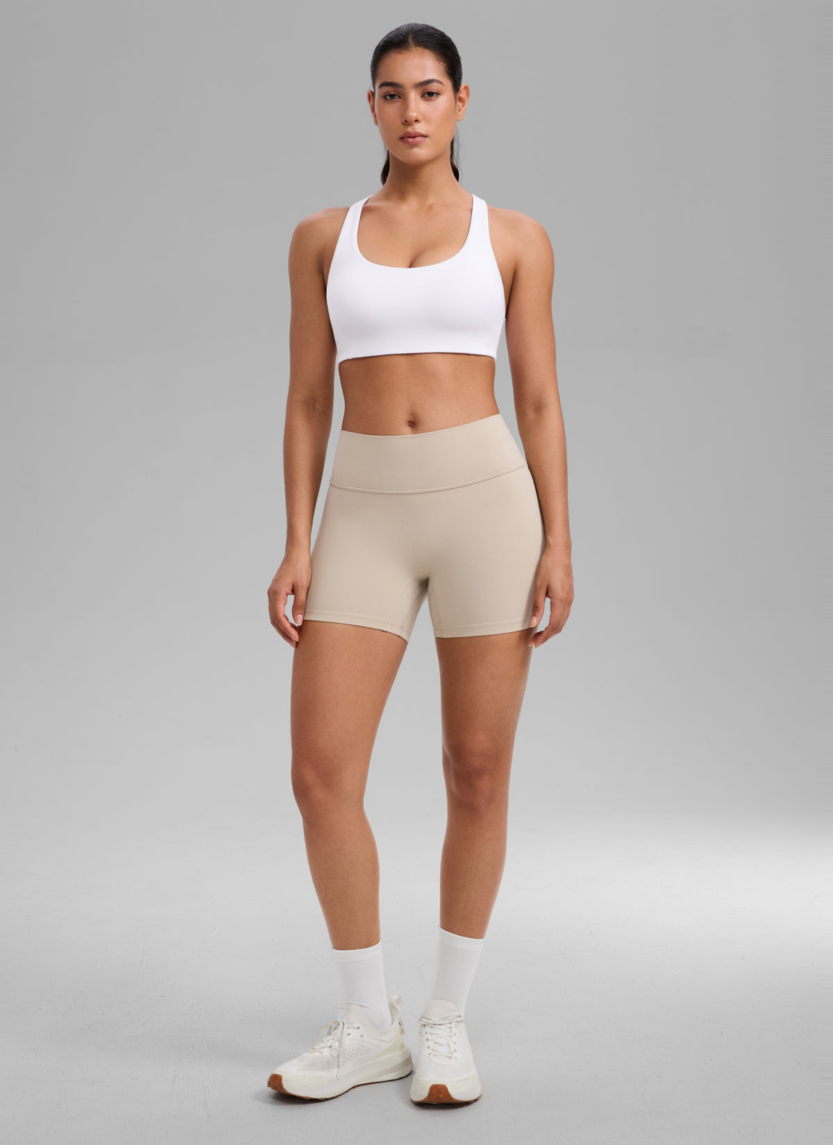 CRZ YOGA Women's SculptAir Training Cross Back Sports Bra White @model_info:C