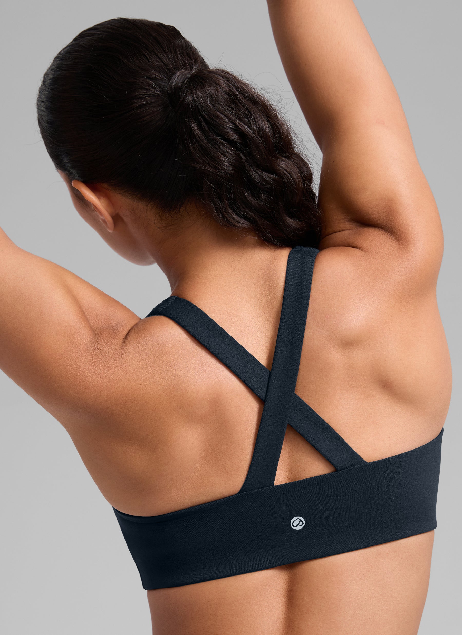 CRZ YOGA Women's SculptAir Training Cross Back Sports Bra True Navy @model_info:C