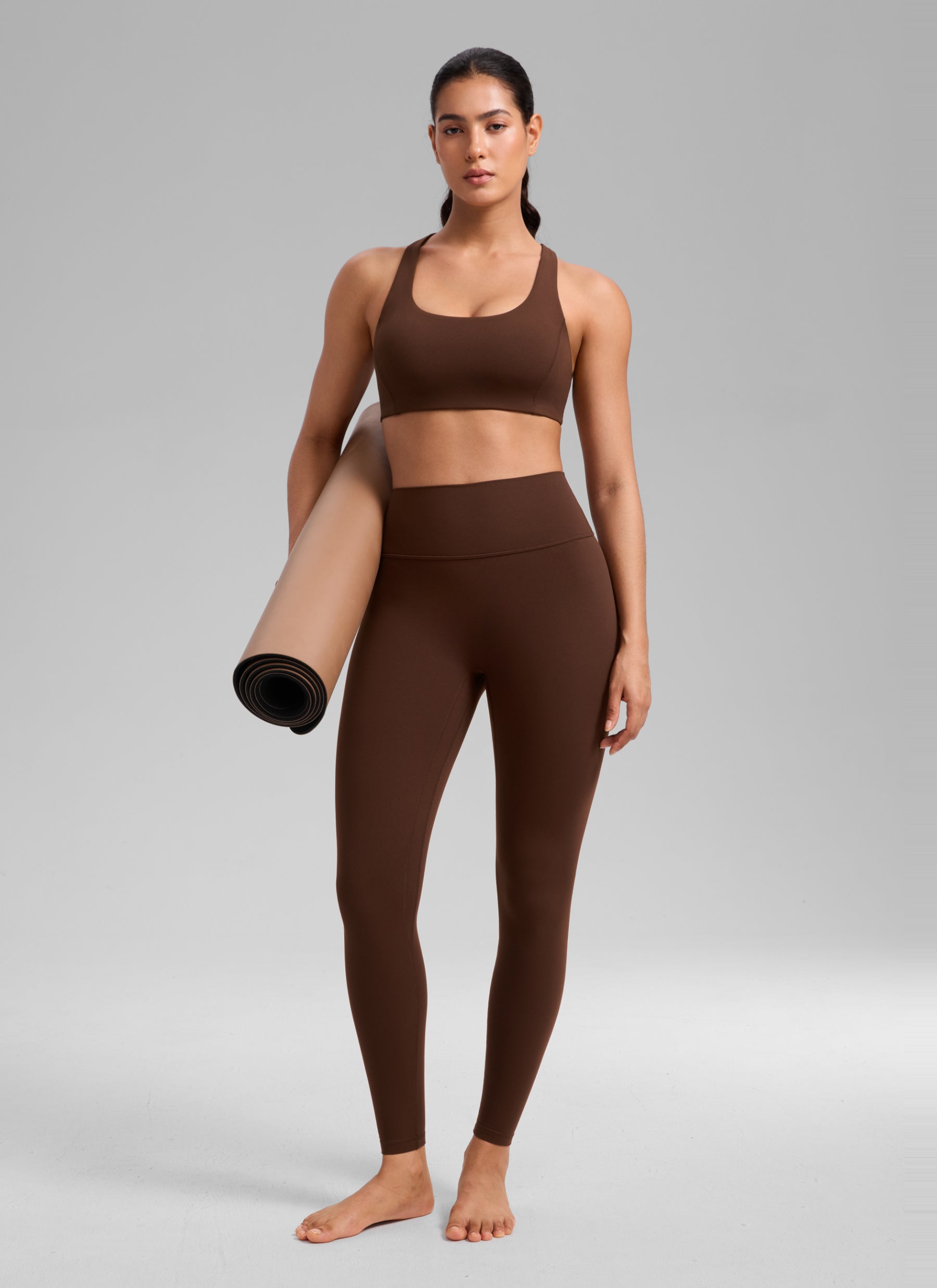 CRZ YOGA Women's SculptAir Training Criss Cross Back Straps Sports Bra Lava Brown