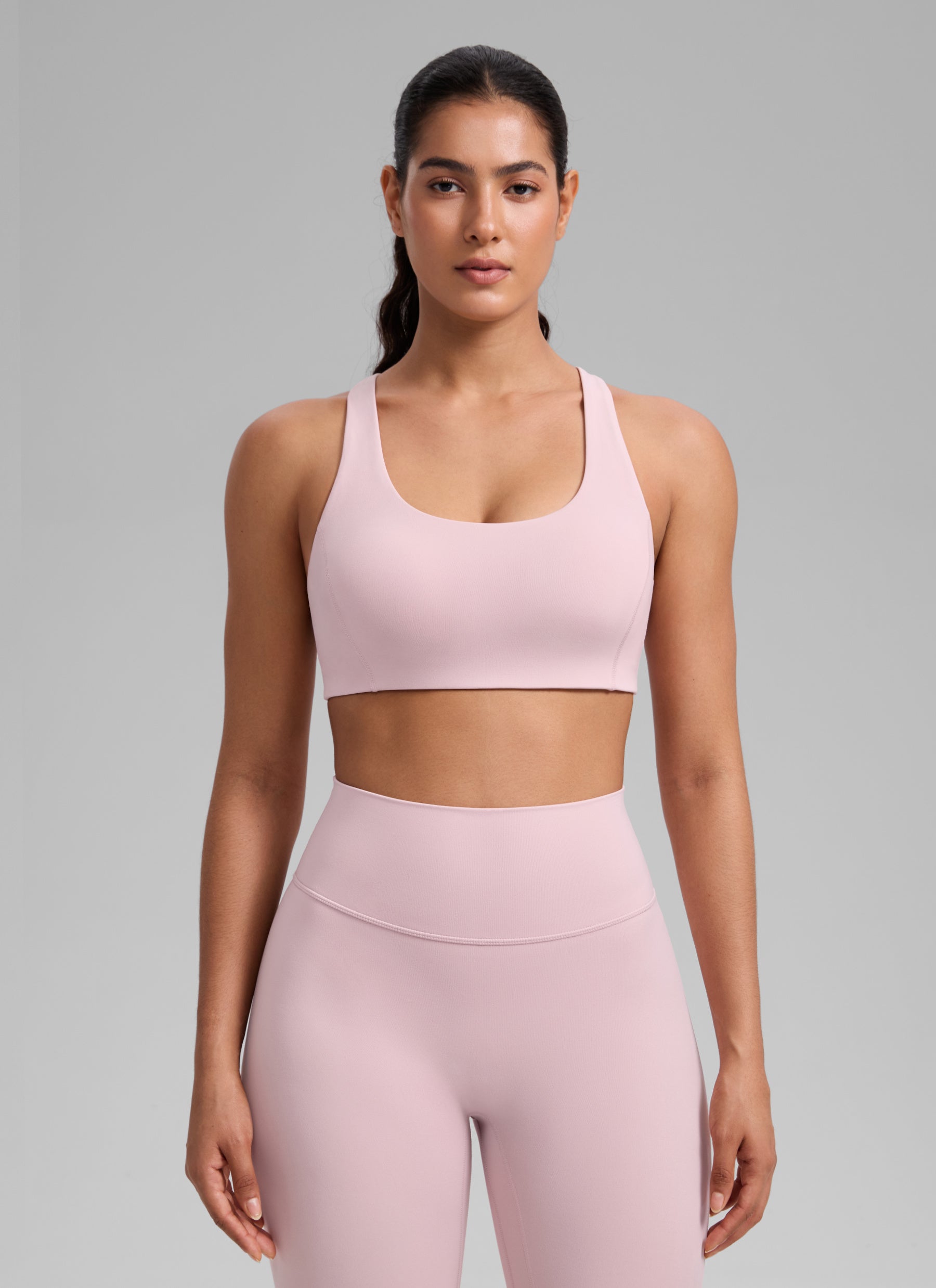 CRZ YOGA Women's SculptAir Training Cross Back Sports Bra Pink Haze @model_info:C