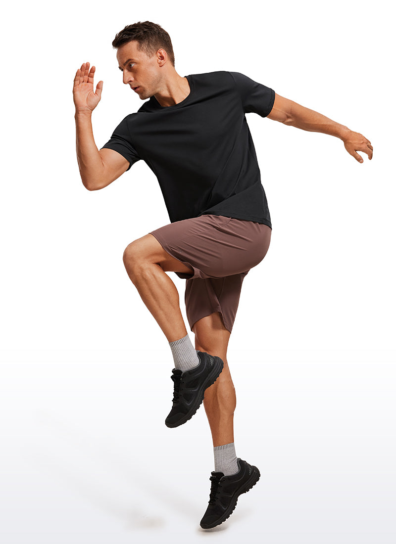 CRZ YOGA Men's Running Classic Fit Shirts Quick Dry Short Sleeves California Sand