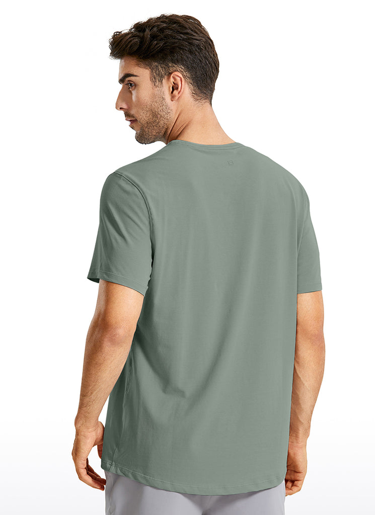 CRZ YOGA Men's Running Classic Fit Shirts Quick Dry Short Sleeves True Navy