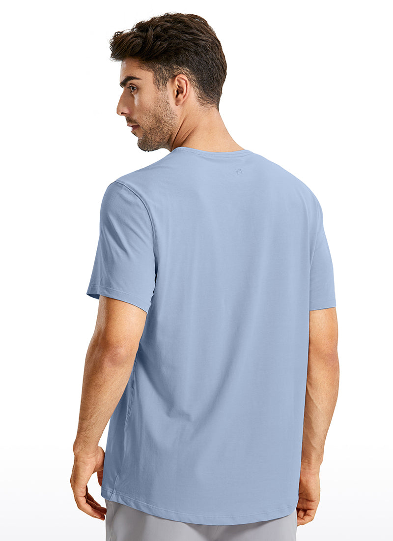 CRZ YOGA Men's Running Classic Fit Shirts Quick Dry Short Sleeves Gull Gray