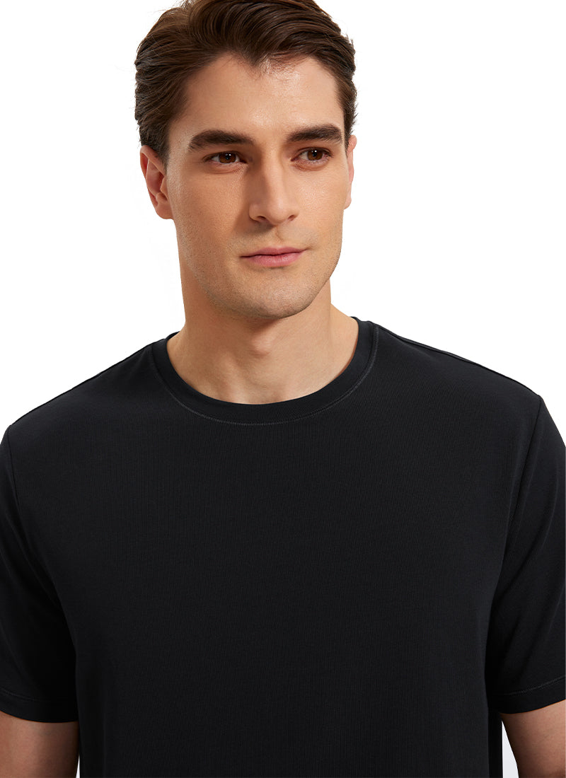 CRZ YOGA Men's Casual Classic Fit  T-Shirts Short Sleeve Crew Neck Black