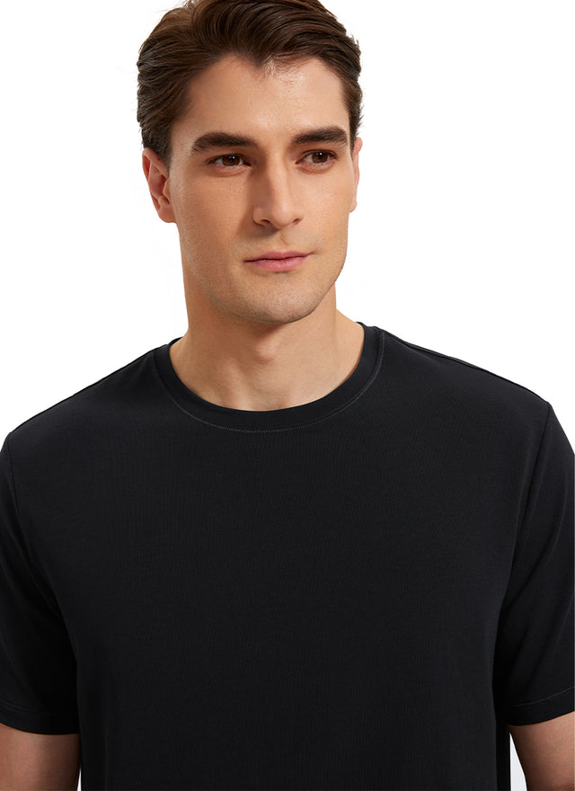 CRZ YOGA Men's Casual Classic Fit  T-Shirts Short Sleeve Crew Neck Black