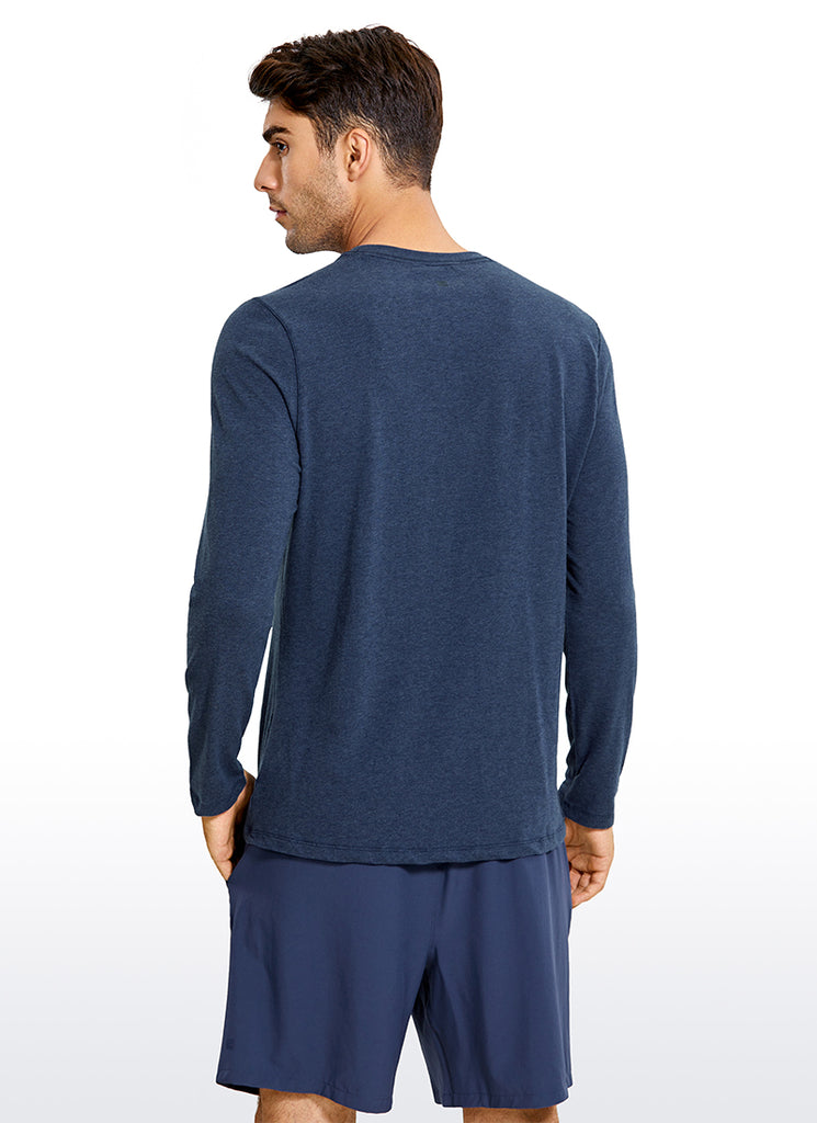 CRZ YOGA Men's Casual Relaxed Fit Shirts Pima Cotton Long Sleeves Navy heather