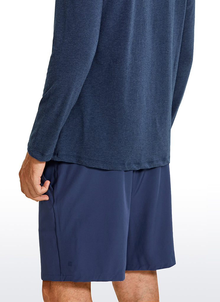 CRZ YOGA Men's Casual Relaxed Fit Shirts Pima Cotton Long Sleeves Navy heather