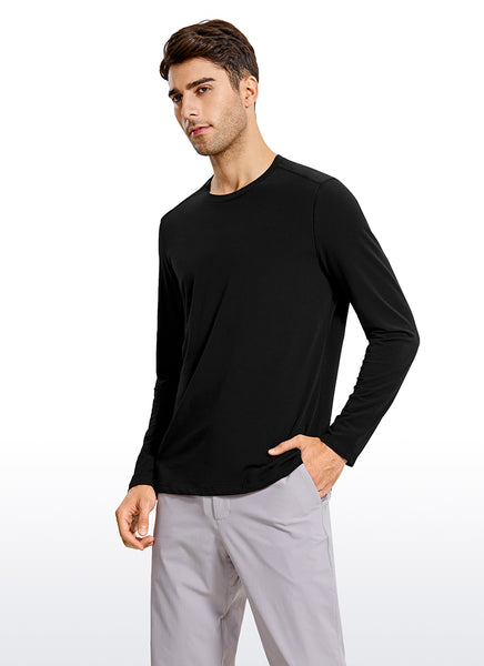 CRZ YOGA Men's Casual Relaxed Fit Shirts Pima Cotton Long Sleeves