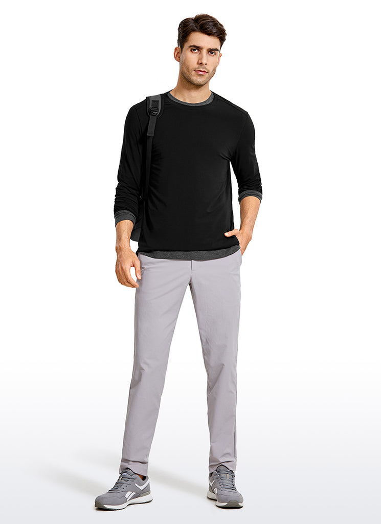 CRZ YOGA Men's Casual Relaxed Fit Shirts Pima Cotton Long Sleeves Navy heather