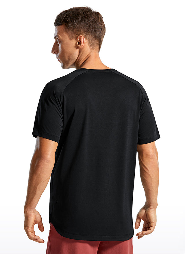 CRZ YOGA Men's Running Classic Fit Shirts Lightweight Short Sleeves Black