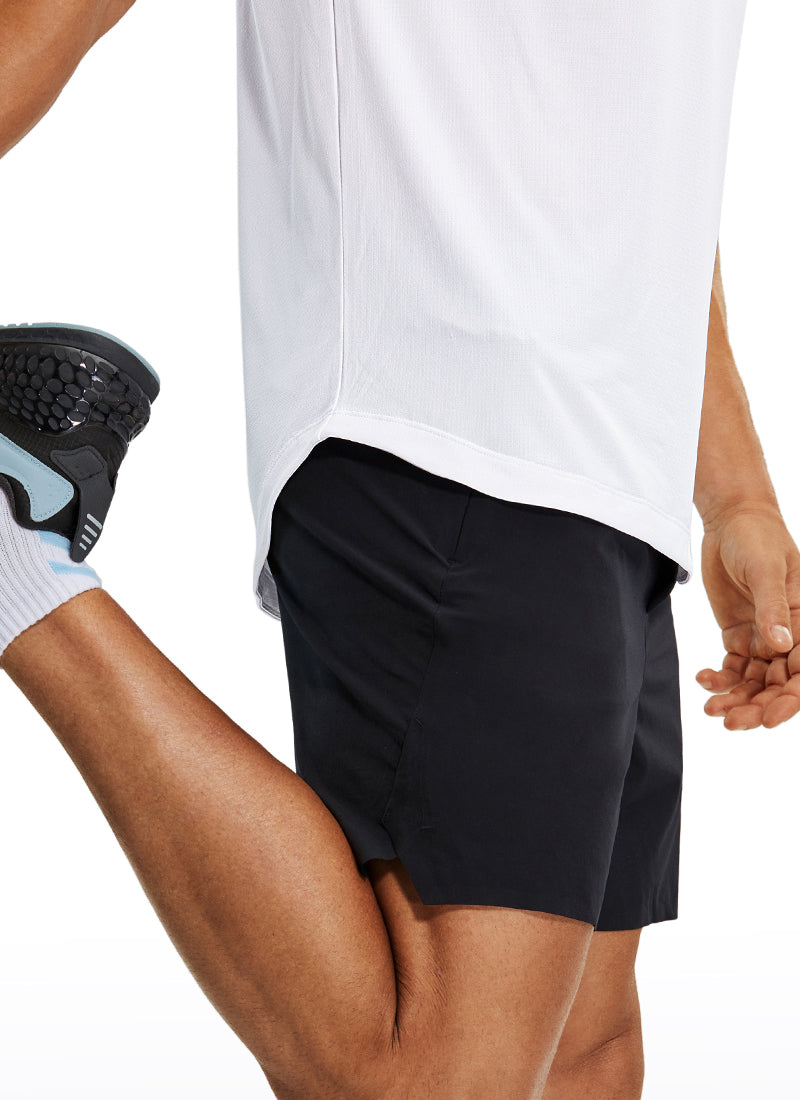 CRZ YOGA Men's Running Classic Fit Shirts Lightweight Short Sleeves White