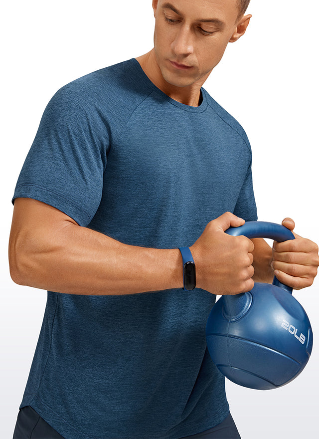 CRZ YOGA Men's Running Classic Fit Shirts Lightweight Short Sleeves White