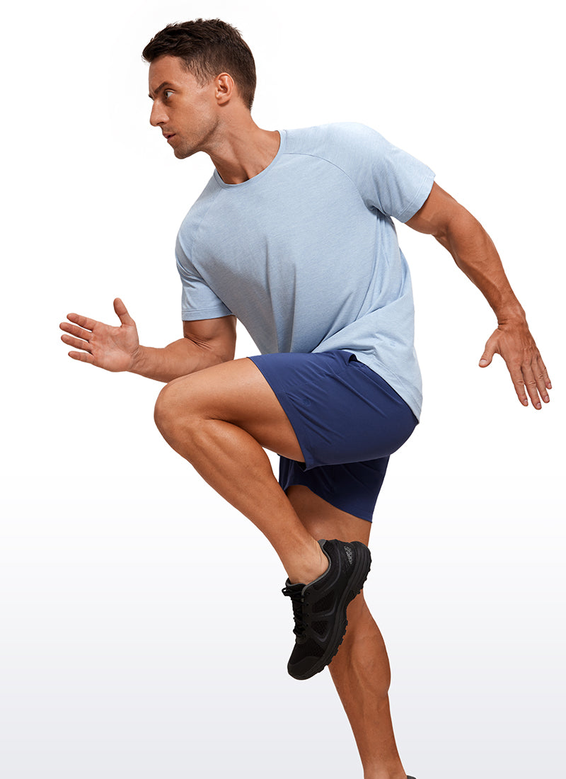 CRZ YOGA Men's Running Classic Fit Shirts Lightweight Short Sleeves Carbon Heather