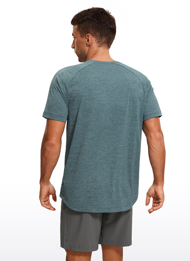 CRZ YOGA Men's Running Classic Fit Shirts Lightweight Short Sleeves Carbon Heather
