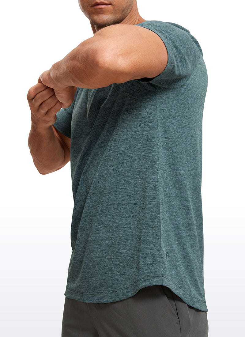 CRZ YOGA Men's Running Classic Fit Shirts Lightweight Short Sleeves Light Gray Heather