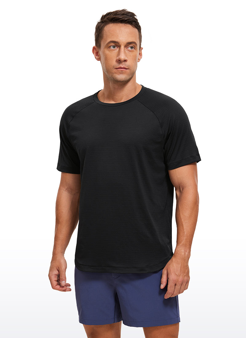 CRZ YOGA Men's Running Classic Fit Shirts Lightweight Short Sleeves Black