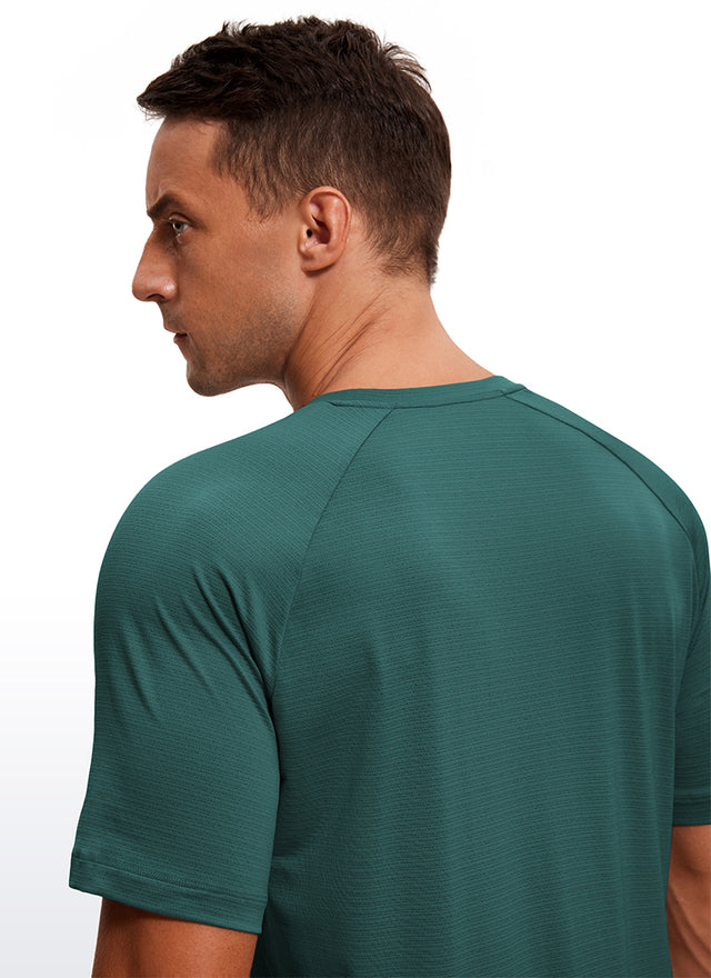 CRZ YOGA Men's Running Classic Fit Shirts Lightweight Short Sleeves White Opal