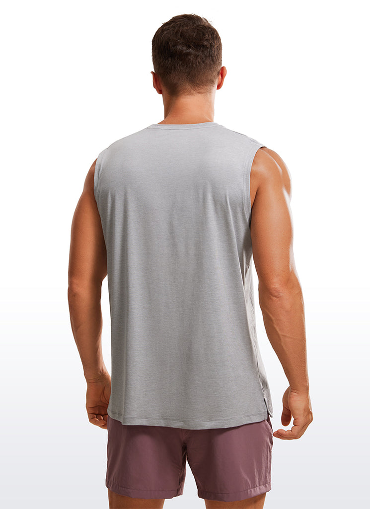 CRZ YOGA Men's Stretchy Workout Classic Fit Tank Tops Sleeveless Silver Mist
