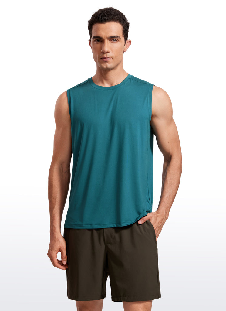 CRZ YOGA Men's Stretchy Workout Classic Fit Tank Tops Sleeveless Iron Blue