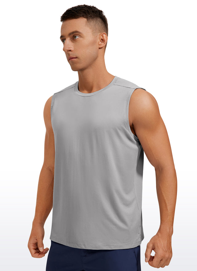 CRZ YOGA Men's Stretchy Workout Classic Fit Tank Tops Sleeveless Gray-blue