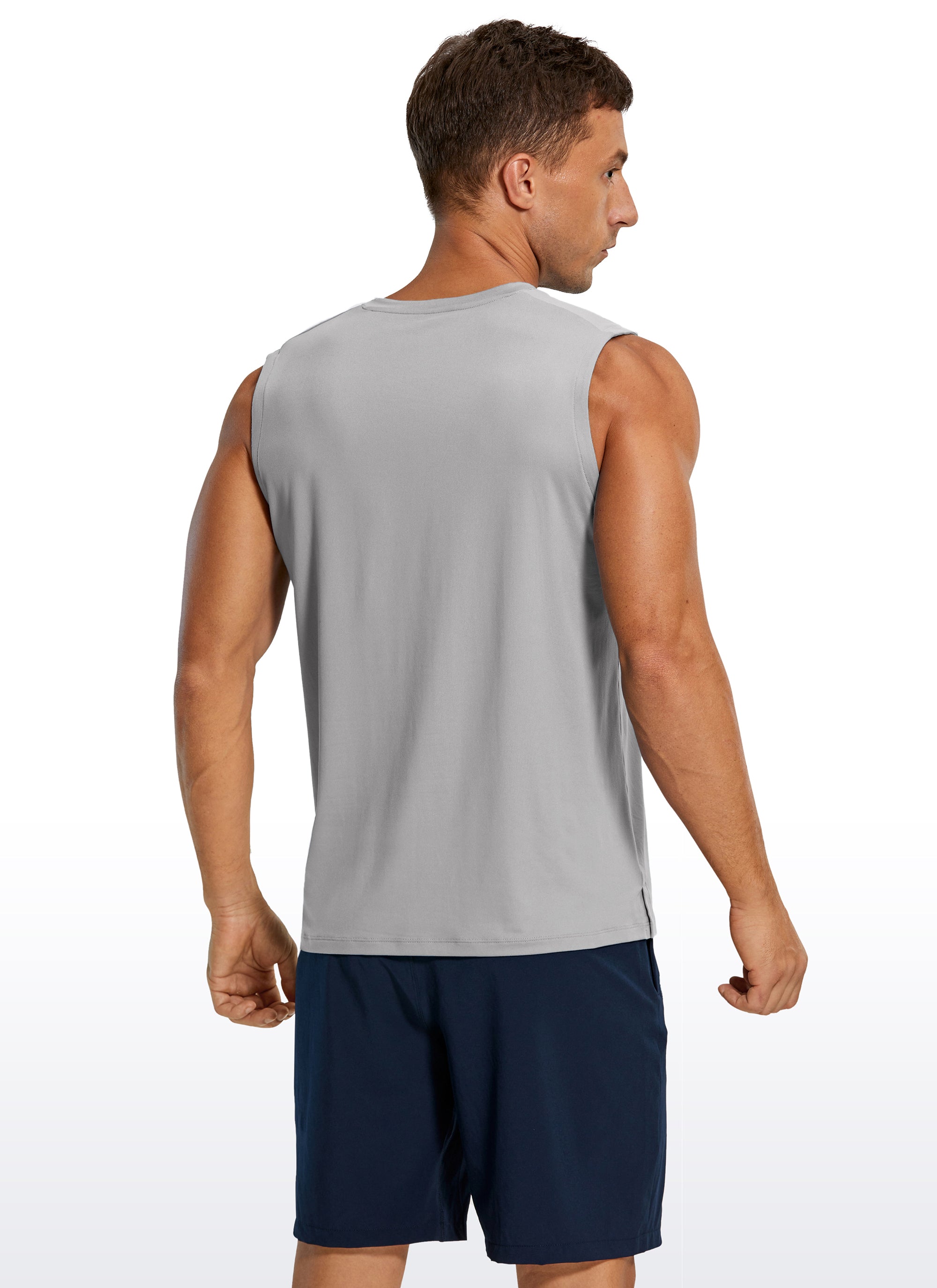 CRZ YOGA Men's Stretchy Workout Classic Fit Tank Tops Sleeveless Gray-blue