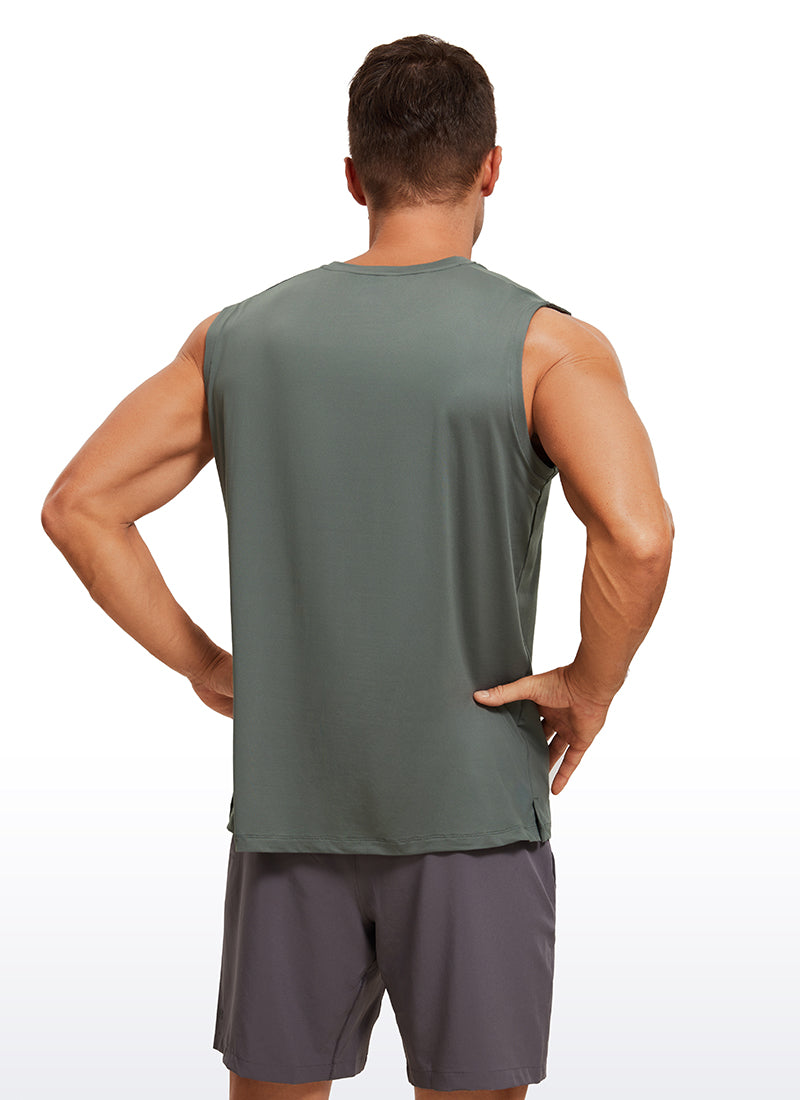 CRZ YOGA Men's Stretchy Workout Classic Fit Tank Tops Sleeveless White