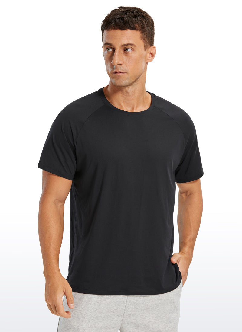 CRZ YOGA Men's Train Relaxed Fit Tops Workout Short Sleeve Round Neck Black