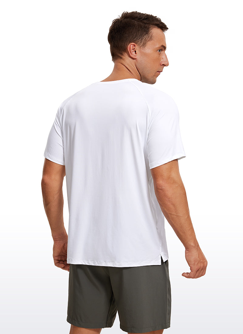 CRZ YOGA Men's Train Relaxed Fit Tops Workout Short Sleeve Round Neck White