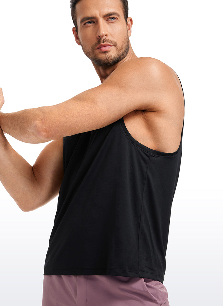 CRZ YOGA Men's Stretchy Lightweight Workout Classic Fit Tank Tops Sleeveless Black