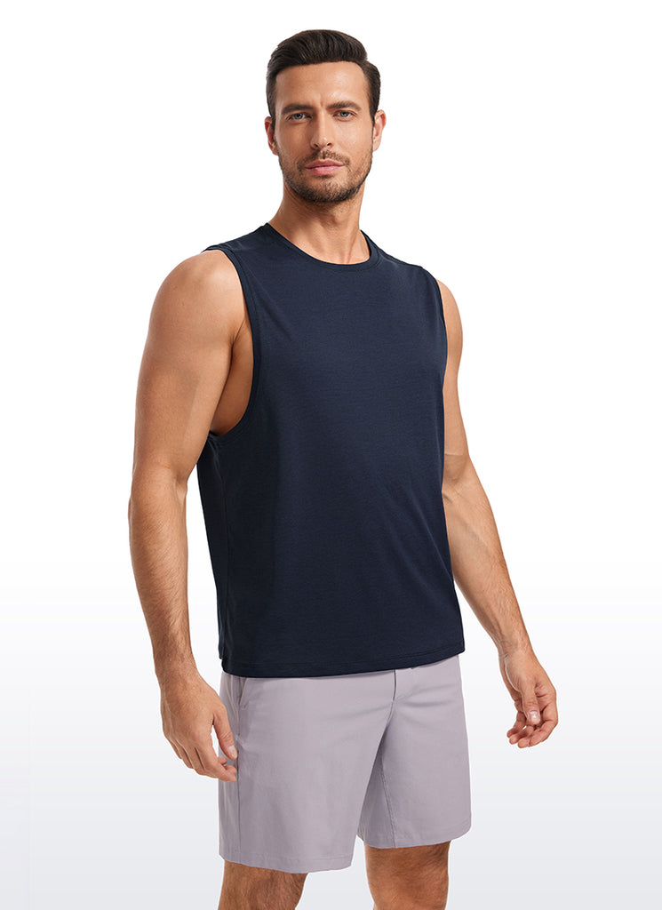 CRZ YOGA Men's Stretchy Lightweight Workout Classic Fit Tank Tops Sleeveless White