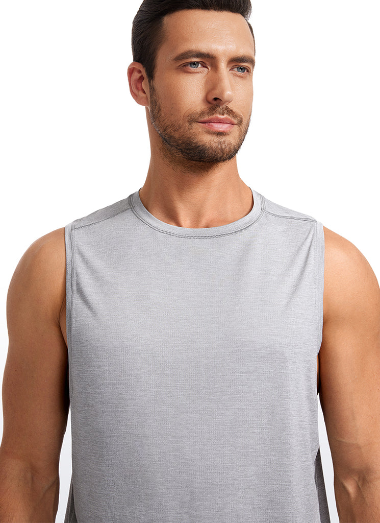 CRZ YOGA Men's Stretchy Lightweight Workout Classic Fit Tank Tops Sleeveless Dark Mocha