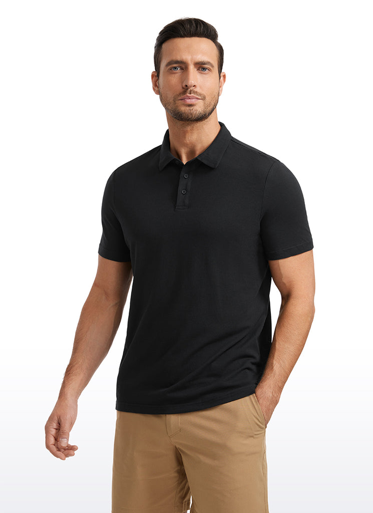 CRZ YOGA Men's Golf Classic Fit Tops Polo Short Sleeve Black